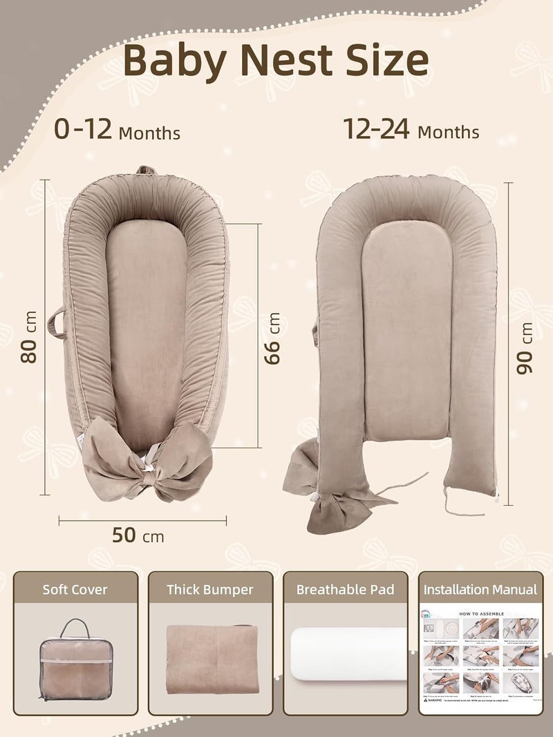 EAQ Baby Lounger, Infant Lounger for Newborn,Portable Baby Nest Cover Breathable & Soft, Newborn Essentials - Image 2